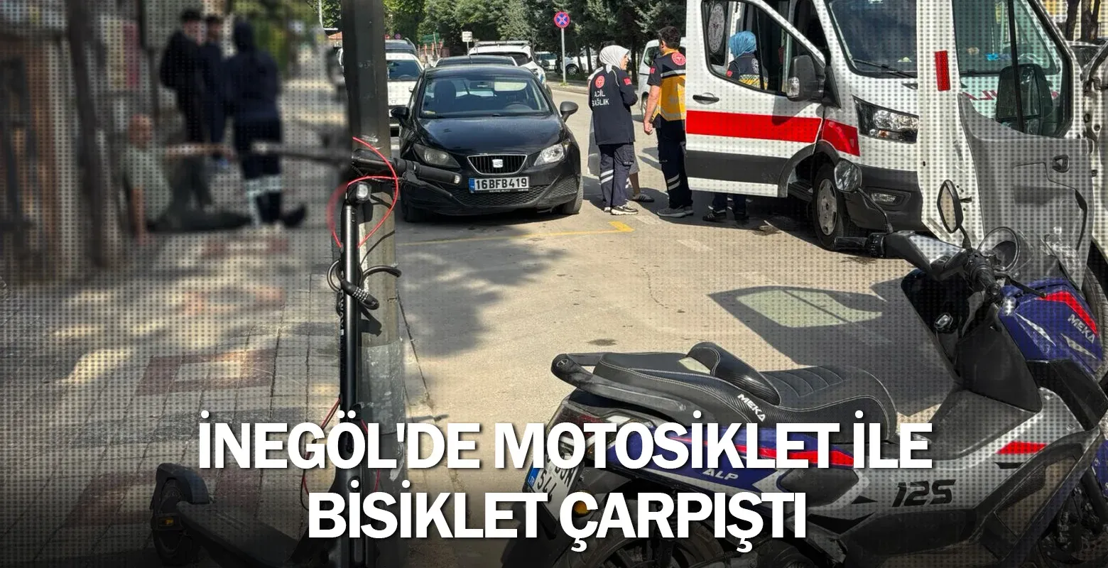 İnegöl'de motosiklet ile bisiklet çarpıştı