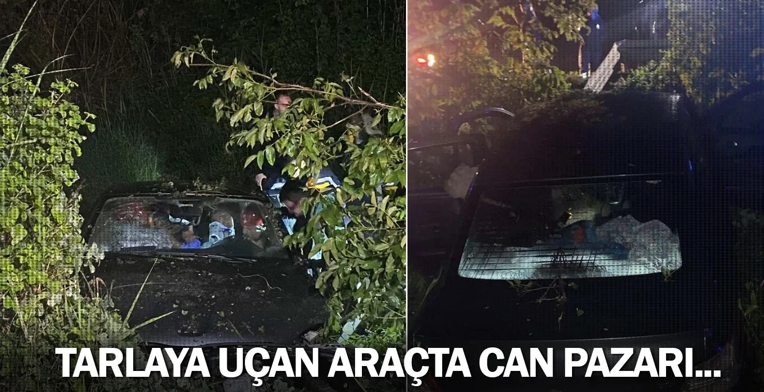 İnegöl'de tarlaya uçan araçta can pazarı...