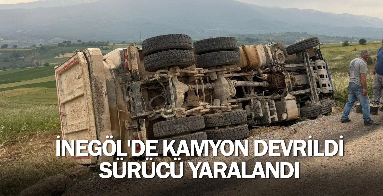 İnegöl'de Kamyon Devrildi, Sürücü Yaralandı
