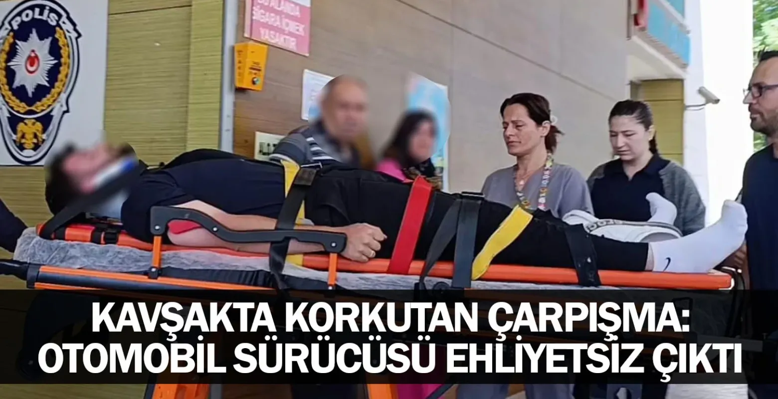 İnegöl’de kavşakta korkutan çarpışma: Otomobil sürücüsü ehliyetsiz çıktı