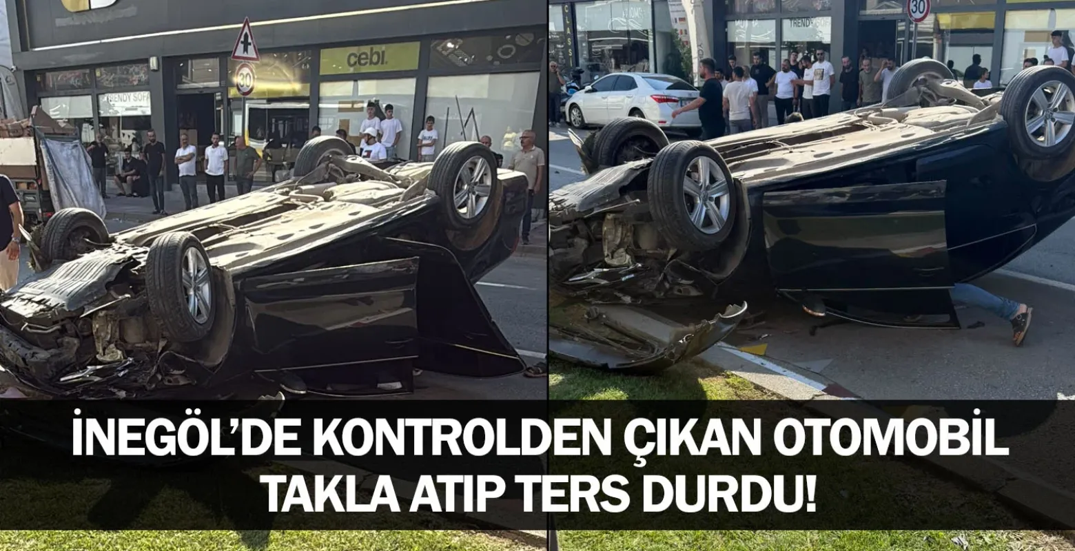 Kontrolden çıkan otomobil takla atıp ters durdu!