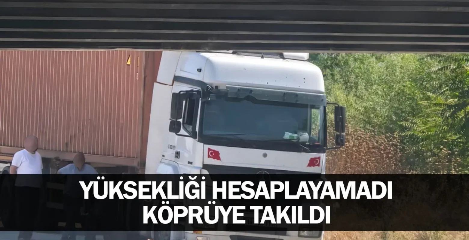 Yüksekliği hesaplayamadı, köprüye takıldı