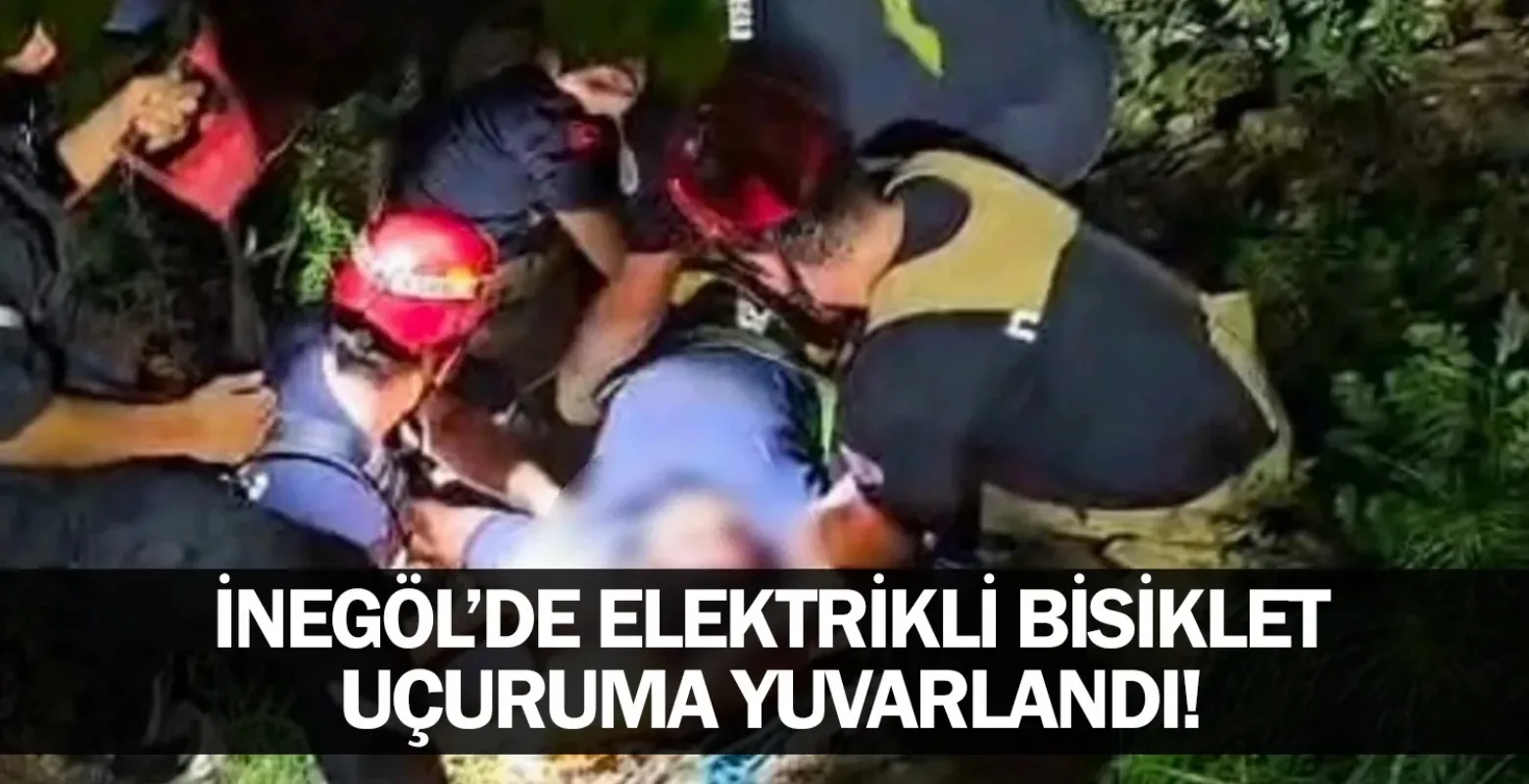 Elektrikli bisiklet uçuruma yuvarlandı!