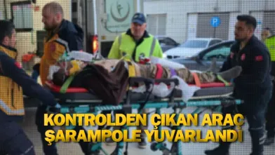 Kontrolden çıkan araç şarampole yuvarlandı