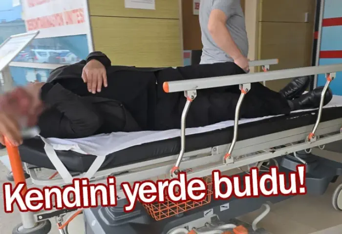 Kendini yerde buldu!