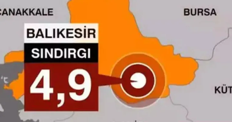 Balıkesir'de 4.9 büyüklüğünde deprem!