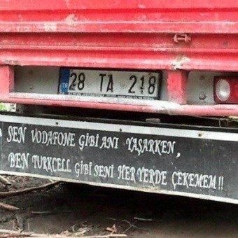 İnegölden ilginç kamyon arkası yazıları.