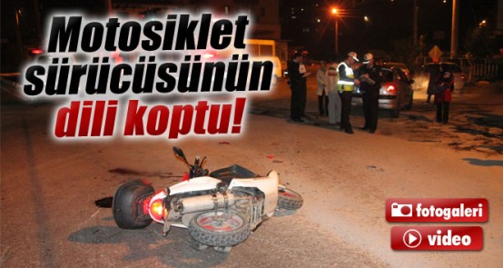 Kaza yapan motosiklet sürücüsünün dili koptu