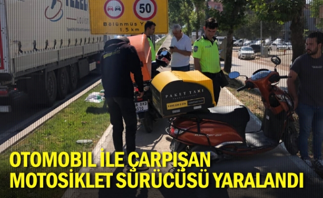 Otomobil ile çarpışan motosiklet sürücüsü yaralandı