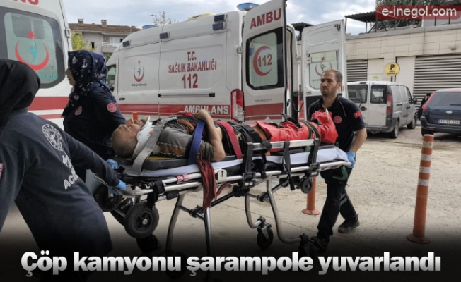 Çöp kamyonu şarampole yuvarlandı