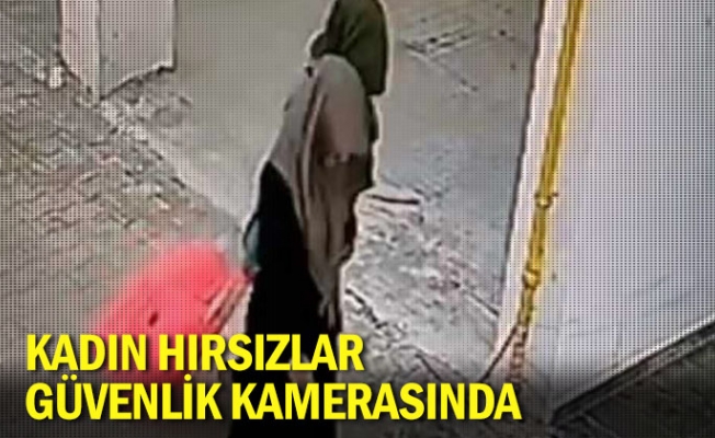 Kadın hırsızlar güvenlik kamerasında