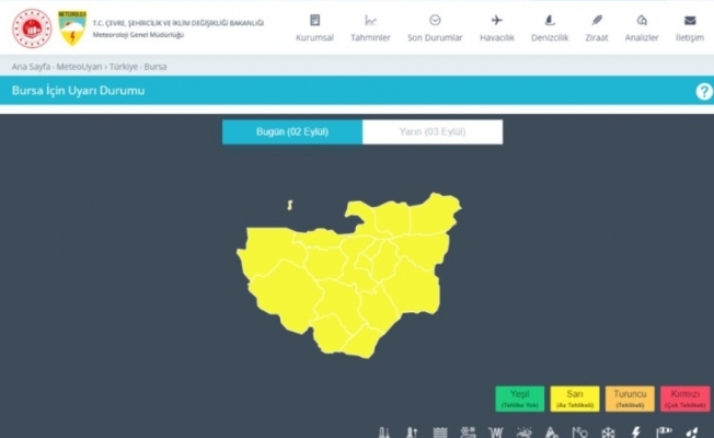 Meteorolojiden Bursa için 'sarı' uyarı