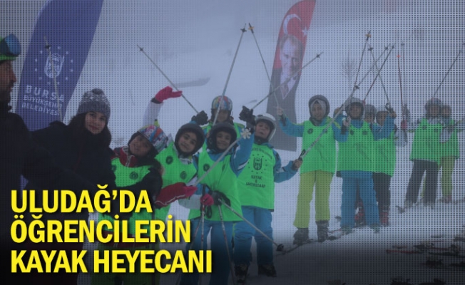 Uludağ’da öğrencilerin kayak heyecanı