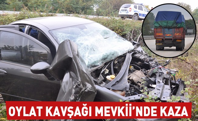 Kamyona Arkadan Çarpan Otomobil Şarampole Uçtu; 1 yaralı