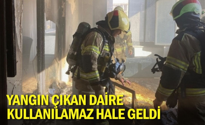 Yangın çıkan daire, kullanılamaz hale geldi