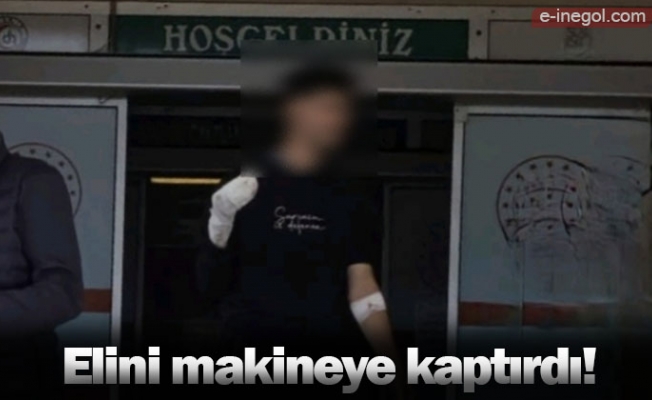 Elini makineye kaptırdı!