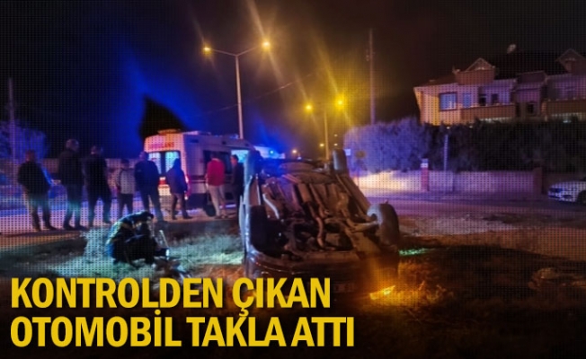 Kontrolden çıkan otomobil takla attı