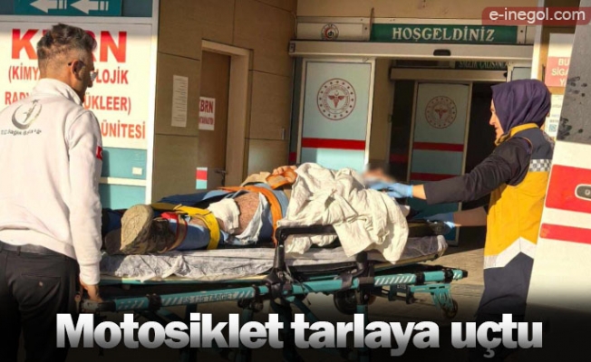 Motosiklet tarlaya uçtu