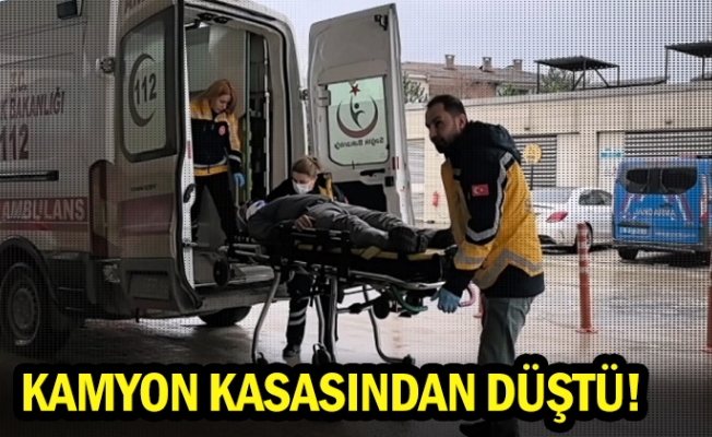 Kamyon kasasından düştü!