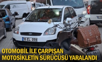 Otomobil ile çarpışan motosikletin sürücüsü yaralandı