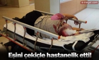 Eşini çekiçle hastanelik etti!